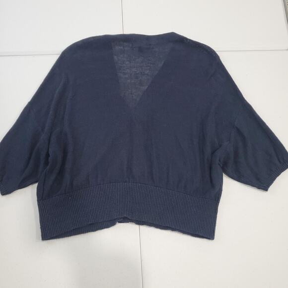 Banana Republic Sweater Womens Large Navy Linen Button Front Cardigan Dolman - Picture 2 of 8